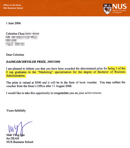Top Marketing Student Award in Bachelor of Business Administration Program