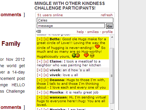 Virtual hugs via PE Shoutbox