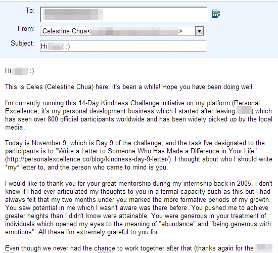 Letter to someone who made a difference in my life