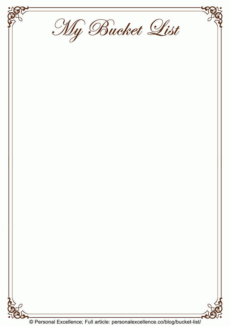 Bucket List: Blank Template