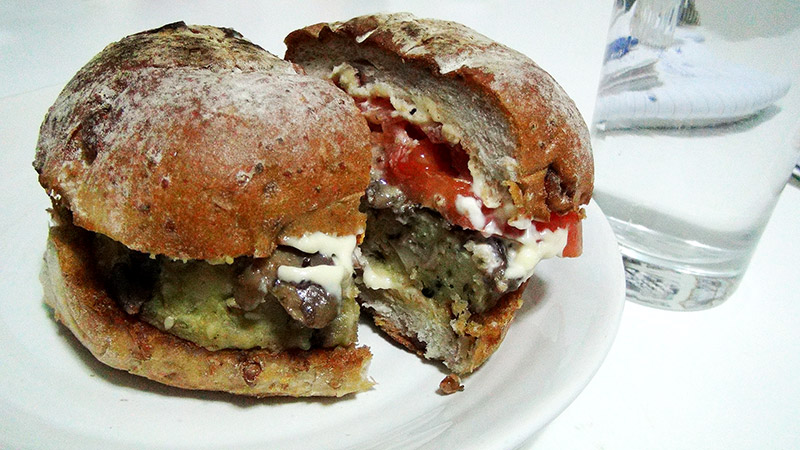 Grilled mushroom overload burger