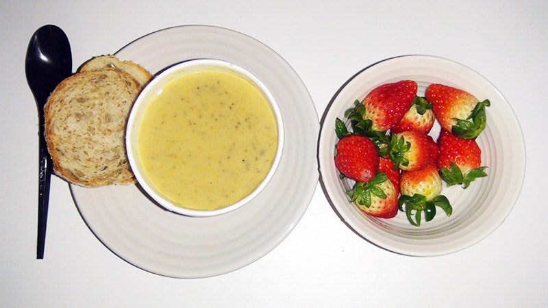 Mushroom soup and Strawberries