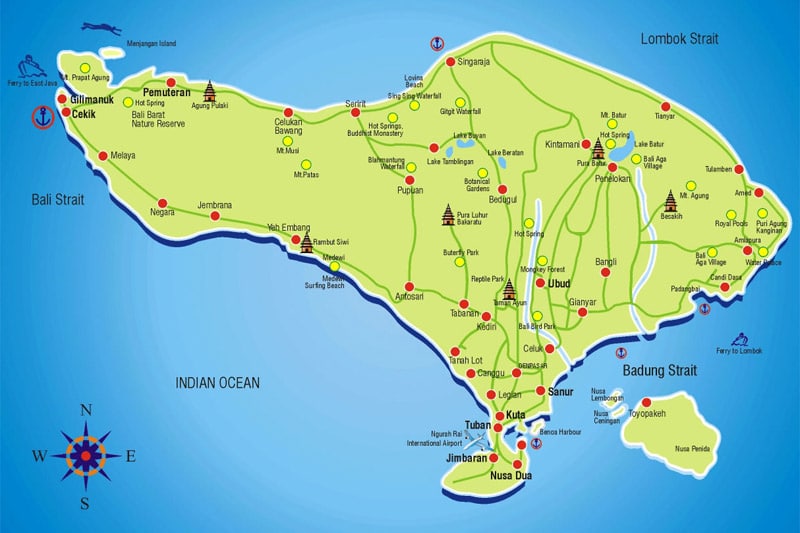Map of Bali Island