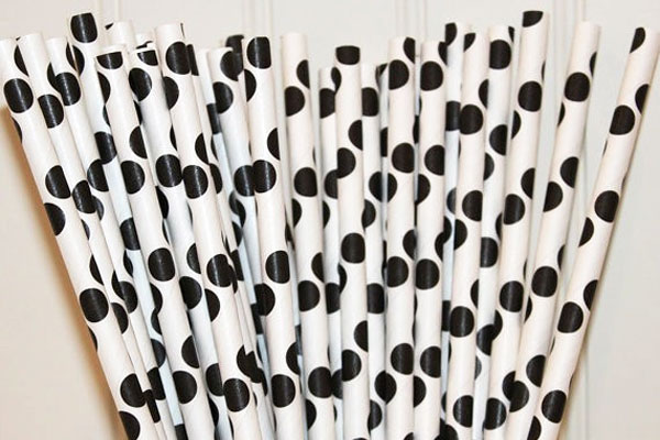 Black polka-dot straws