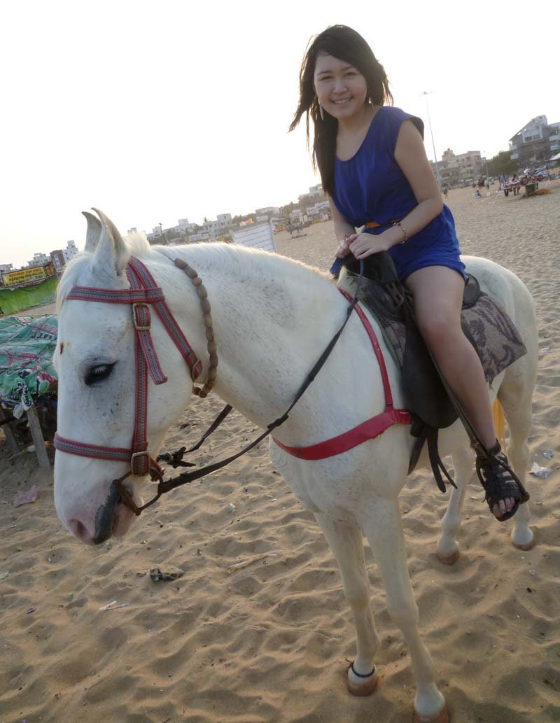 Celes horseback riding at Elliot's Beach