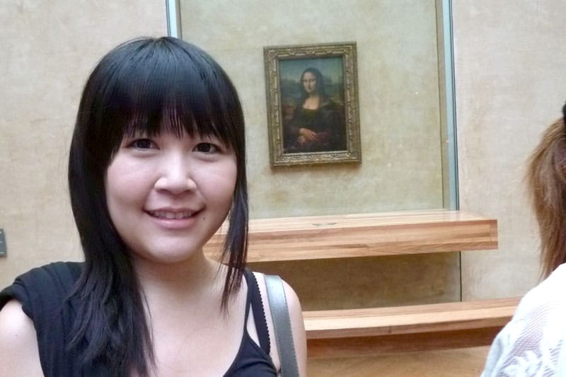 Celes before the Mona Lisa Painting at Louvre (Paris, France)
