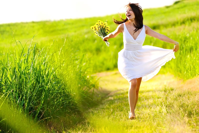 Happy girl in the field