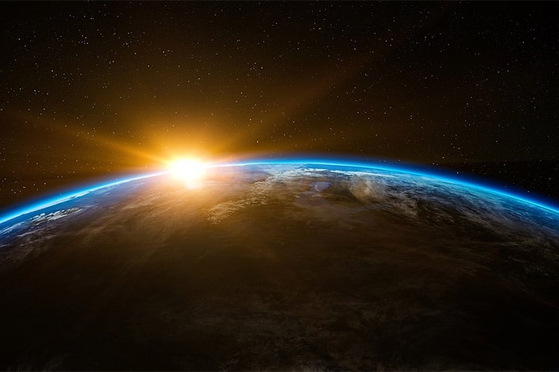 Globe: Viewing sunrise from outerspace