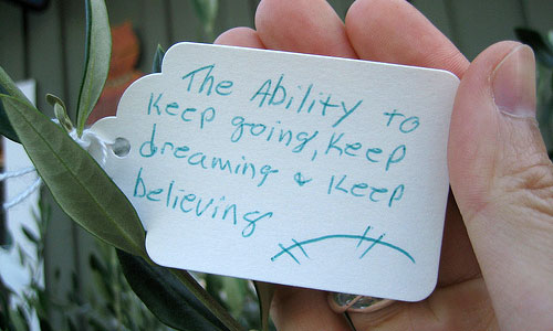 "The ability to keep going, keep dreaming, and keep believing"