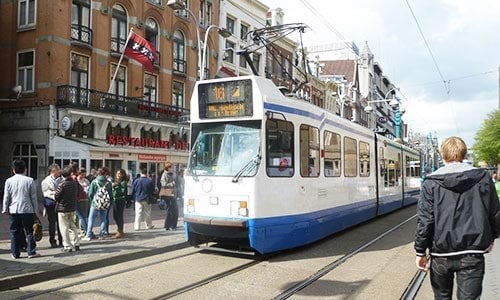 Tram in Amsterdam Central