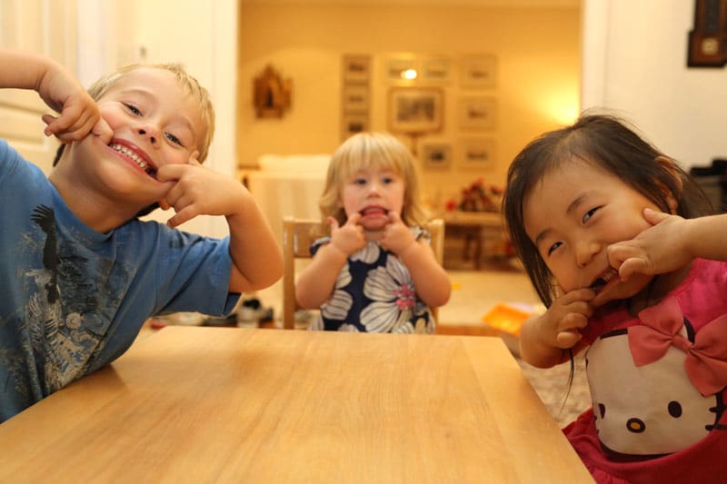 Kids making funny faces