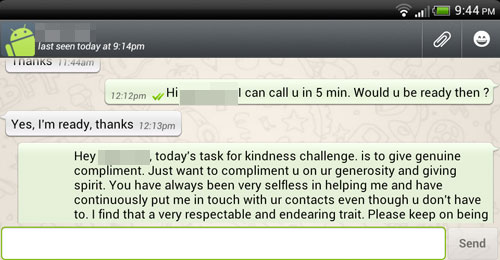 Compliment on Whatsapp