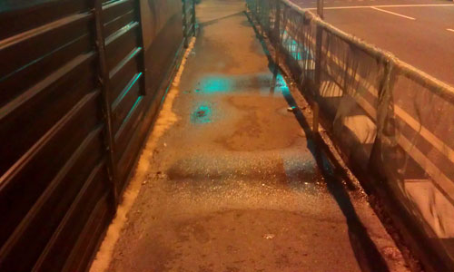 Walking along the pavement