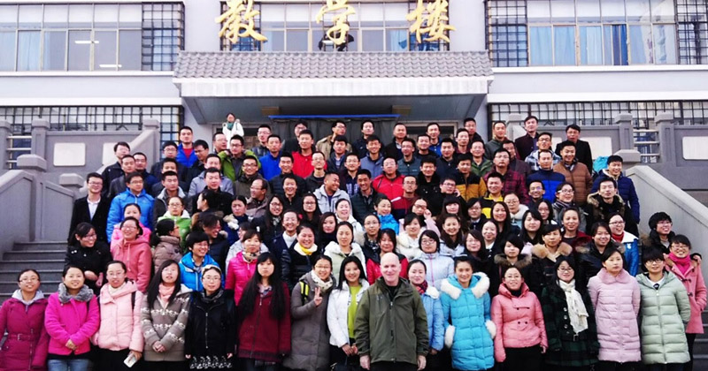 Larry with Chinese university students