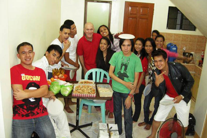 Larry with Filipino locals