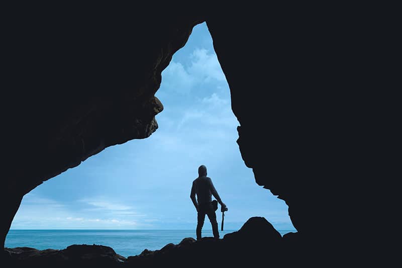 Man in a cave