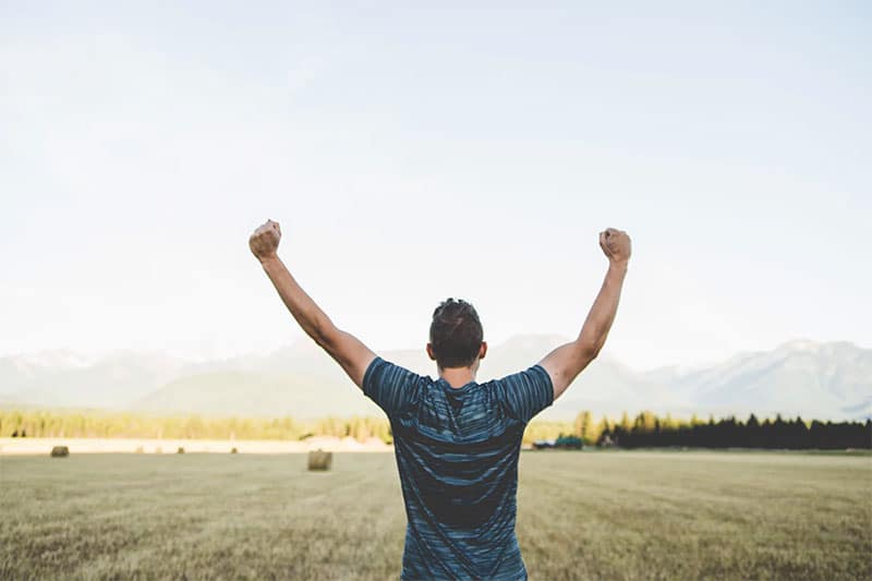 Man having victory