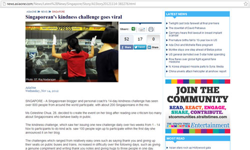 Kindness Challenge on Asia One