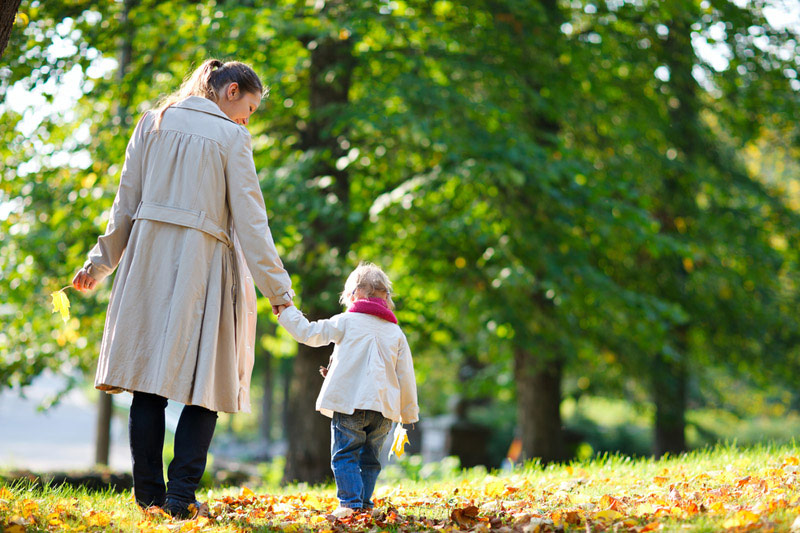 Mother and daughter in the park