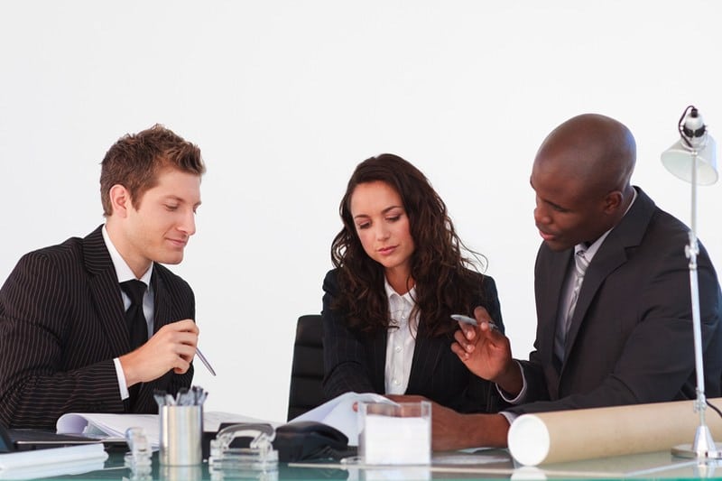 People in an office having a meeting