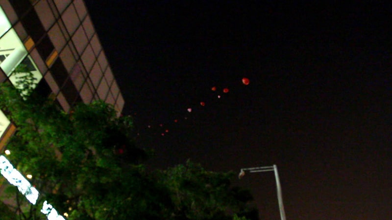 Balloons floating away