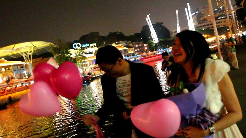 Watching the balloons fly away