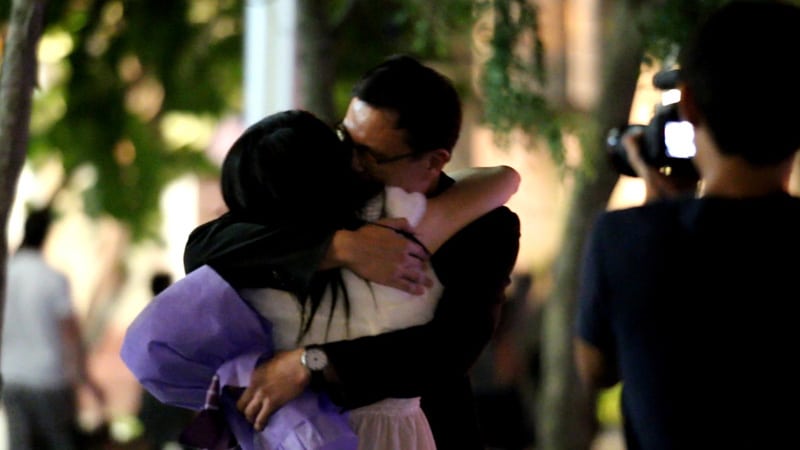 Ken and I hugging after I agreed to his proposal