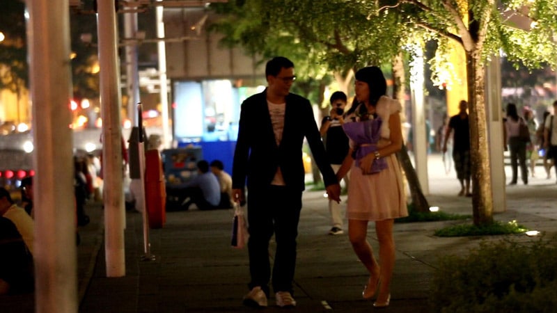 Ken and I walking along Singapore River in Clarke Quay