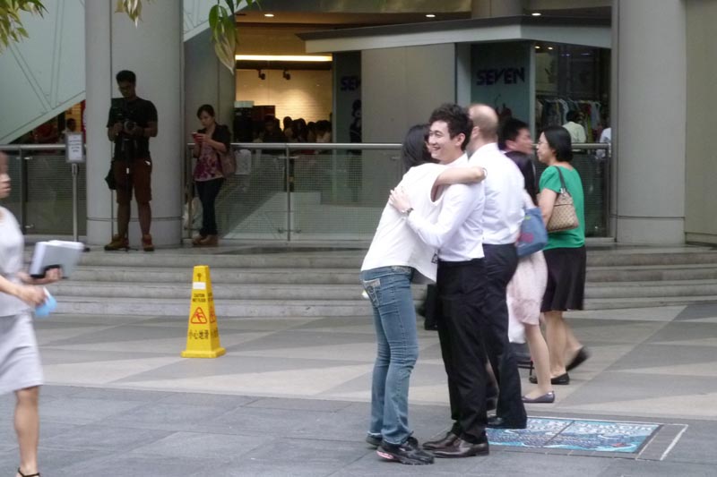 Celes hugs a nice Chinese guy