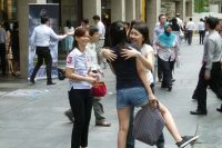 Celes getting a hug from the girls