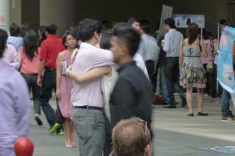 Celes hugging an Indian guy