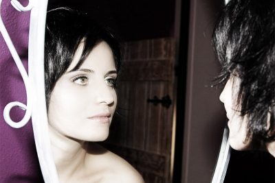 Mirror reflection of a girl