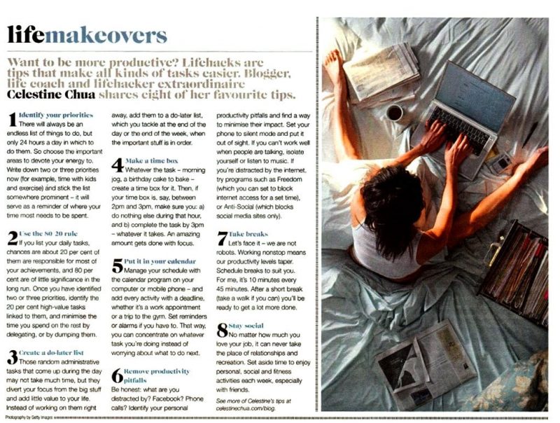 Article on productivity in Sun Herald and The Sunday Age