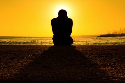 Silhouette of a man, before a sunrise