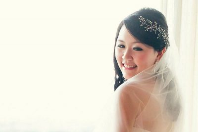 Wedding Day: Celes' back view, in wedding gown
