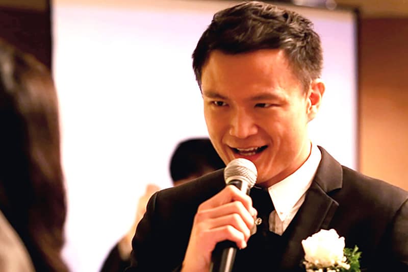 Ken reciting his wedding vows