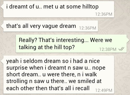 Ken's dream of me at some hilltop