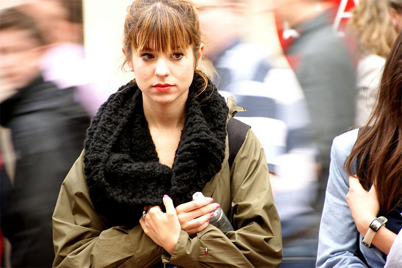 Woman in crowd