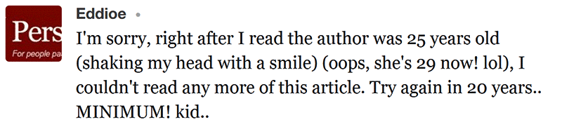 Negative blog comment to article 